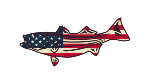 USA Flag Striped Bass Sticker