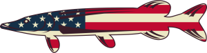 USA Flag Northern Pike Sticker