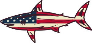 USA Flag Shark Sticker